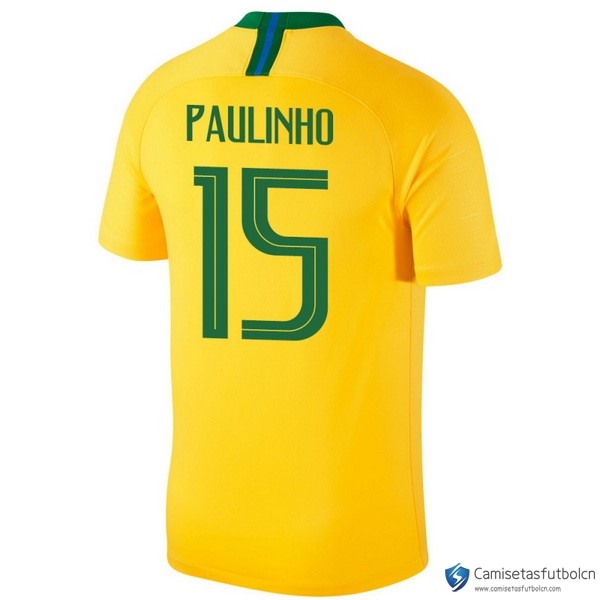 Camiseta Seleccion Brasil Primera equipo Paulinho 2018 Amarillo